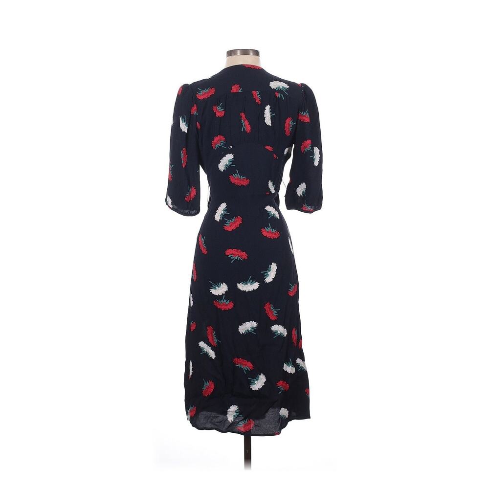 Rouje Navy Mini Dress with Red and White Feather Print - Picture 3 of 5